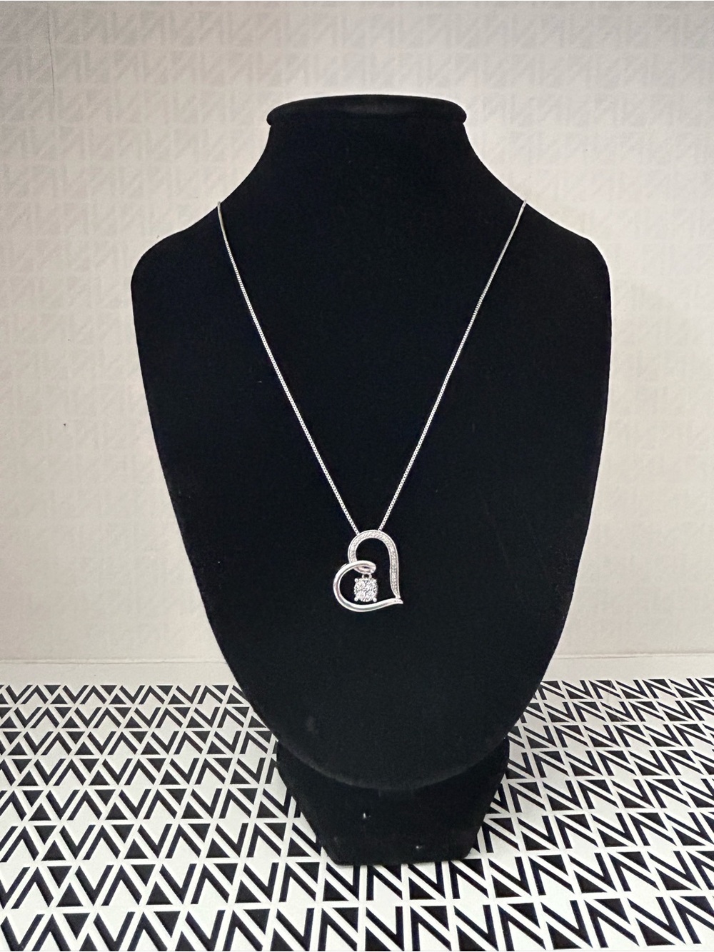 Diamond and Sterling Silver Heart Pendant Necklace